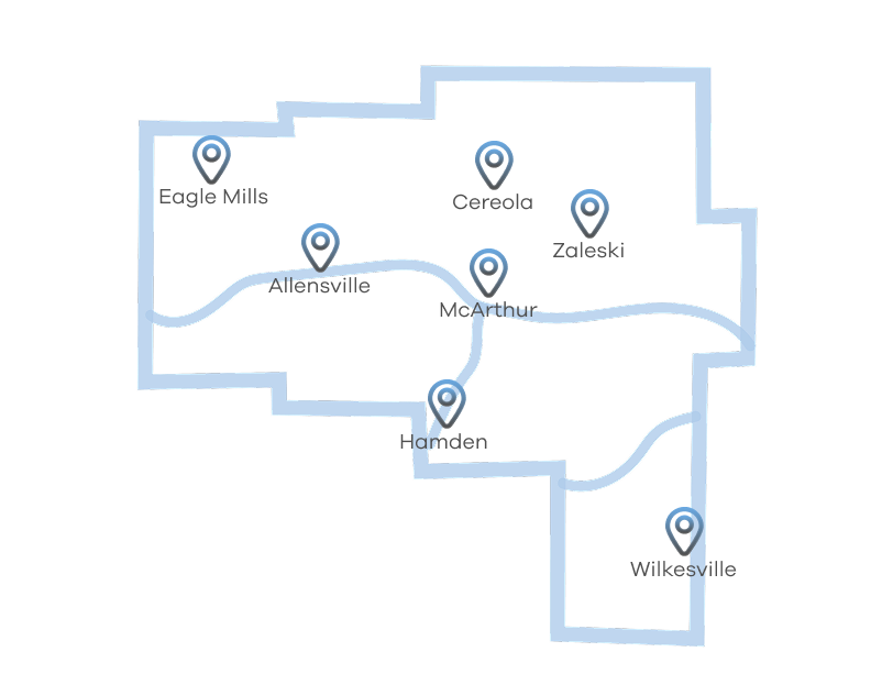 Vinton County service area map